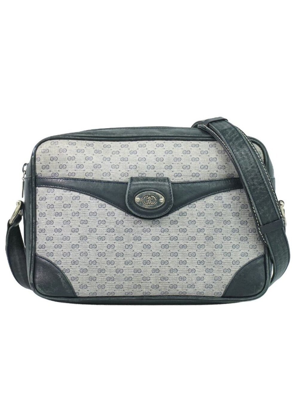 Gucci Vintage Micro GG Shoulder Bag Pochette Gray Navy
